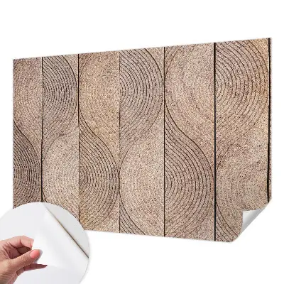 Selbstklebende Fototapete fürs Wohnzimmer mit wellenförmigem Holzdesign
