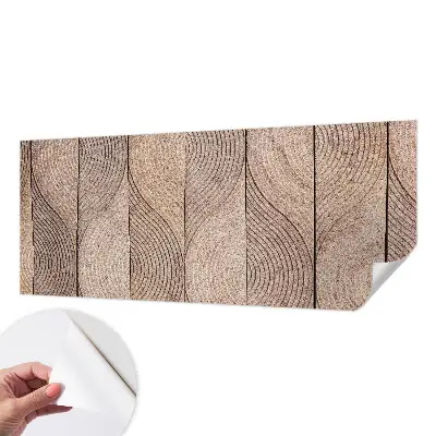 Selbstklebende Fototapete fürs Wohnzimmer mit wellenförmigem Holzdesign