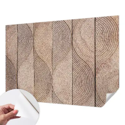 Selbstklebende Fototapete fürs Wohnzimmer mit wellenförmigem Holzdesign
