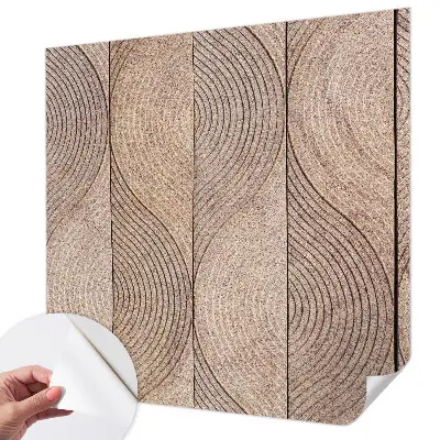 Selbstklebende Fototapete fürs Wohnzimmer mit wellenförmigem Holzdesign