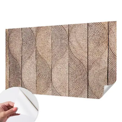 Selbstklebende Fototapete fürs Wohnzimmer mit wellenförmigem Holzdesign