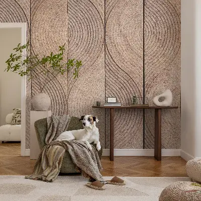 Selbstklebende Fototapete fürs Wohnzimmer mit wellenförmigem Holzdesign