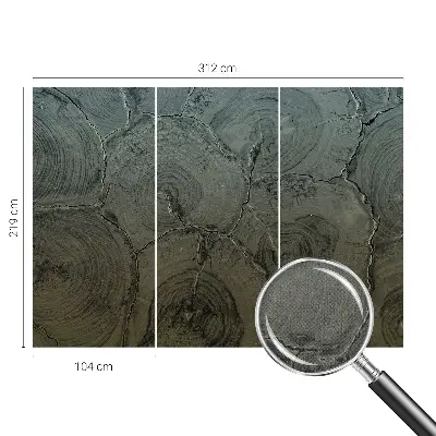 24D-Fototapete fürs Schlafzimmer mit dekorativen Holzringen