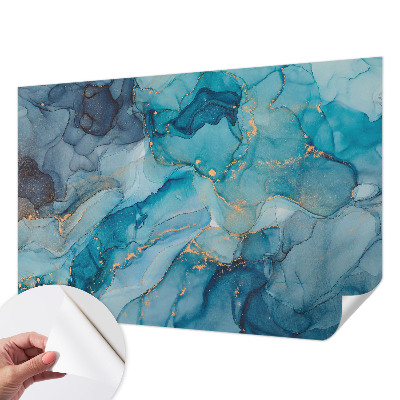 Selbstklebende Fototapete fürs Wohnzimmer mit blauem abstrakten Motiv