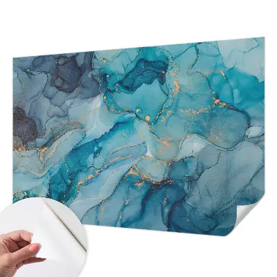 Selbstklebende Fototapete fürs Wohnzimmer mit blauem abstrakten Motiv
