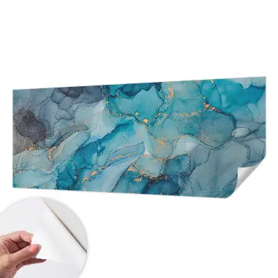 Selbstklebende Fototapete fürs Wohnzimmer mit blauem abstrakten Motiv
