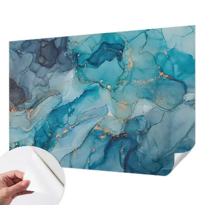 Selbstklebende Fototapete fürs Wohnzimmer mit blauem abstrakten Motiv