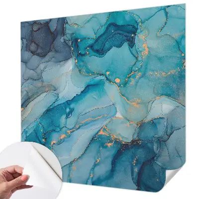 Selbstklebende Fototapete fürs Wohnzimmer mit blauem abstrakten Motiv