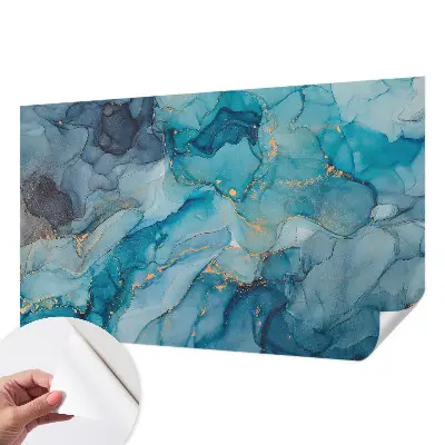 Selbstklebende Fototapete fürs Wohnzimmer mit blauem abstrakten Motiv