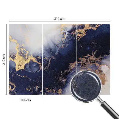 25D-Fototapete mit marineblauen Wellenmotiv
