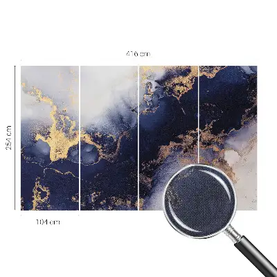 25D-Fototapete mit marineblauen Wellenmotiv