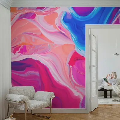 Motivtapete fürs Wohnzimmer mit einem Muster aus Flüssigkeitswellen