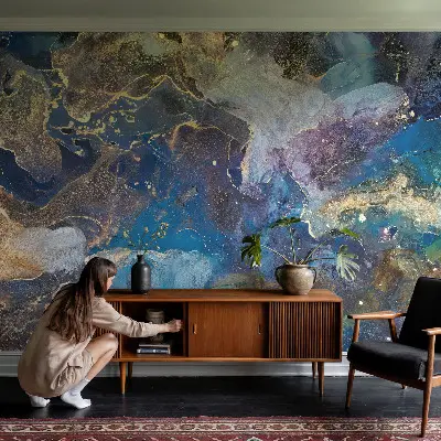 Hochwertige Bildtapete mit kosmischem Mosaikmotiv