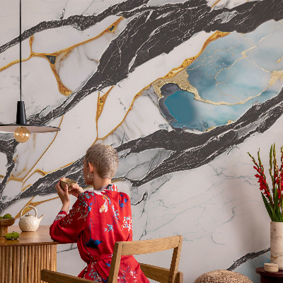 Motivtapete fürs Wohnzimmer mit elegantem Marmor-Motiv