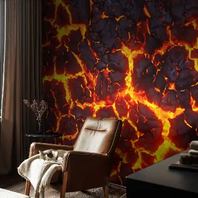 Selbstklebende Fototapete fürs Kinderzimmer mit Motiv 'Starkes Magma'