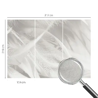 27D-Fototapete fürs Wohnzimmer mit feinen Federn als Motiv