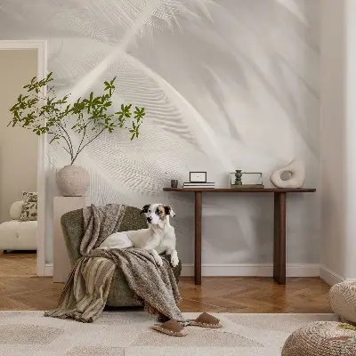 27D-Fototapete fürs Wohnzimmer mit feinen Federn als Motiv