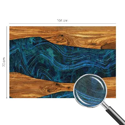 Motivtapete fürs Wohnzimmer mit blauem Holzdesign