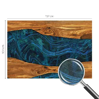 Motivtapete fürs Wohnzimmer mit blauem Holzdesign