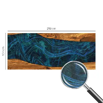Motivtapete fürs Wohnzimmer mit blauem Holzdesign