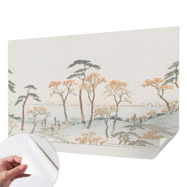 Moderne Fototapete nach Maß mit friedlicher Landschaftsillustration
