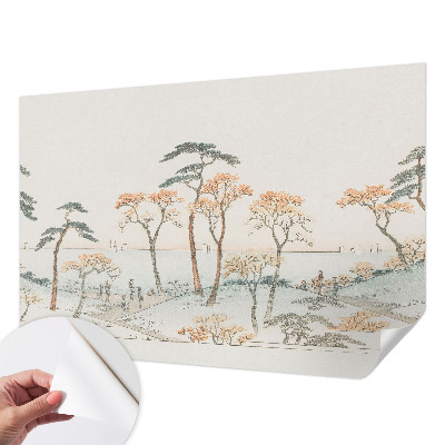 Moderne Fototapete nach Maß mit friedlicher Landschaftsillustration