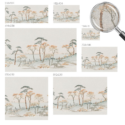 Moderne Fototapete nach Maß mit friedlicher Landschaftsillustration
