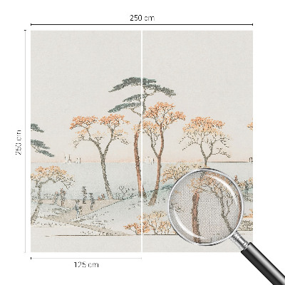 Moderne Fototapete nach Maß mit friedlicher Landschaftsillustration