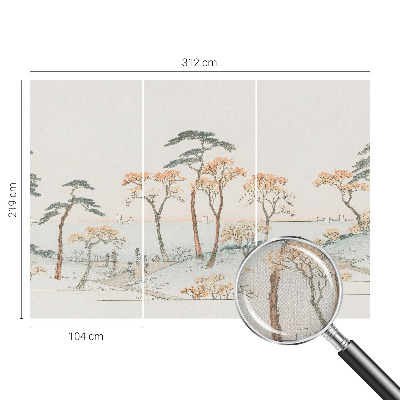 Moderne Fototapete nach Maß mit friedlicher Landschaftsillustration