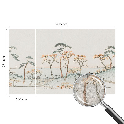 Moderne Fototapete nach Maß mit friedlicher Landschaftsillustration