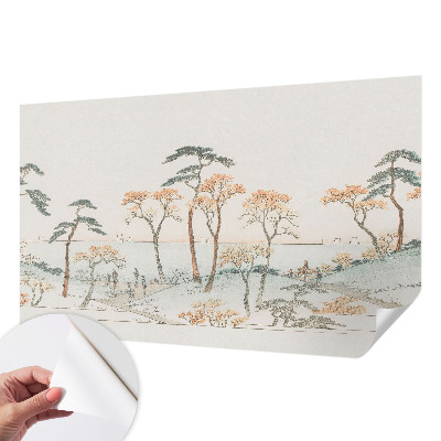 Moderne Fototapete nach Maß mit friedlicher Landschaftsillustration