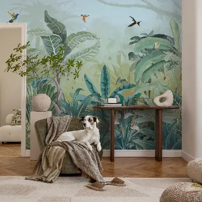 Selbstklebende Fototapete fürs Wohnzimmer mit tropischem Naturmotiv