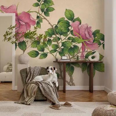 Selbstklebende Fototapete fürs Schlafzimmer mit romantischem Rosenmotiv