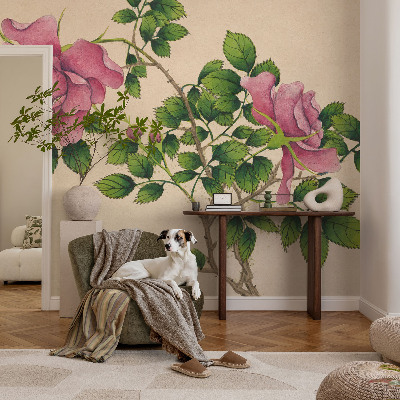 Selbstklebende Fototapete fürs Schlafzimmer Romantische Rosen