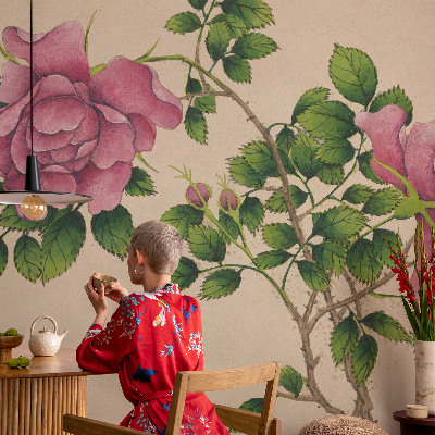 Selbstklebende Fototapete fürs Schlafzimmer Romantische Rosen