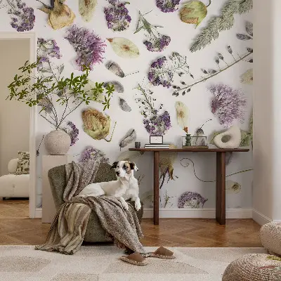 Selbstklebende Fototapete für die Wand mit Motiv getrockneter Blumen