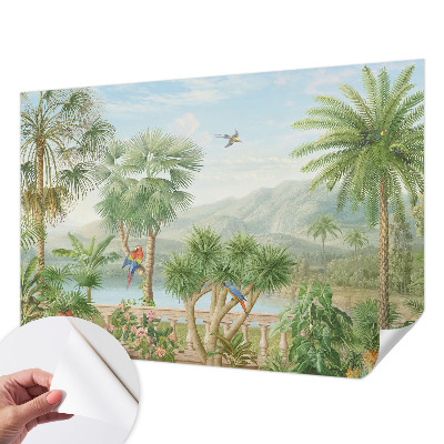Selbstklebende Fototapete fürs Wohnzimmer mit exotischer Landschaft als Motiv