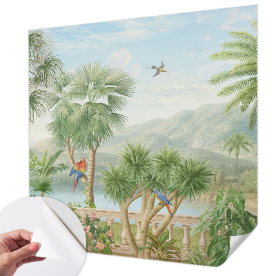 Selbstklebende Fototapete fürs Wohnzimmer mit exotischer Landschaft als Motiv
