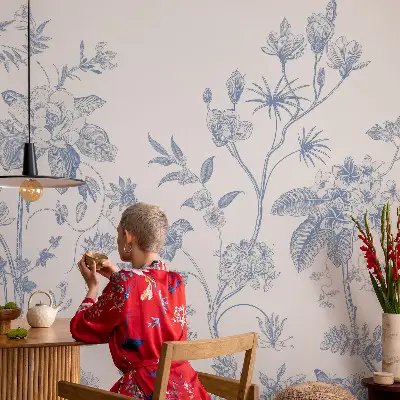 Fototapete in 3D-Optik mit Blumenmuster