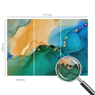Moderne Fototapete nach Maß mit bunten Wellen