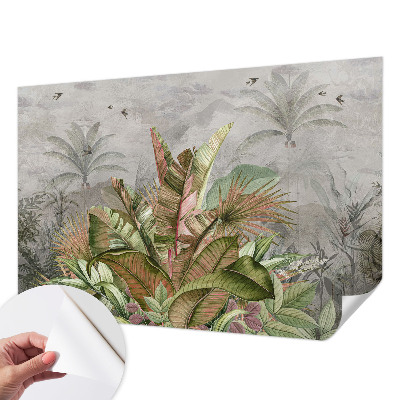 30D-Fototapete fürs Schlafzimmer mit exotischem Dschungelmotiv