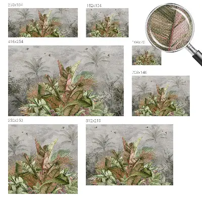 30D-Fototapete fürs Schlafzimmer mit exotischem Dschungelmotiv