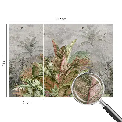 30D-Fototapete fürs Schlafzimmer mit exotischem Dschungelmotiv