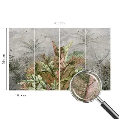 30D-Fototapete fürs Schlafzimmer mit exotischem Dschungelmotiv