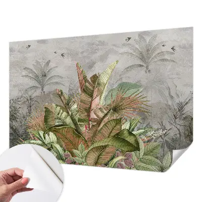 30D-Fototapete fürs Schlafzimmer mit exotischem Dschungelmotiv
