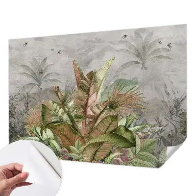 30D-Fototapete fürs Schlafzimmer mit exotischem Dschungelmotiv