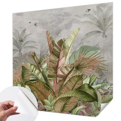 30D-Fototapete fürs Schlafzimmer mit exotischem Dschungelmotiv