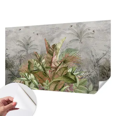 30D-Fototapete fürs Schlafzimmer mit exotischem Dschungelmotiv