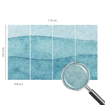 Selbstklebende Fototapete für die Wand mit blauem Wellenmuster