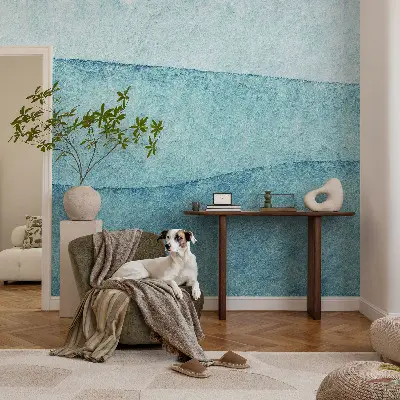 Selbstklebende Fototapete für die Wand mit blauem Wellenmuster